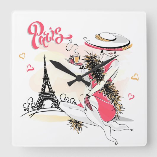 Paris Quadratische Wanduhr (Vorderseite)