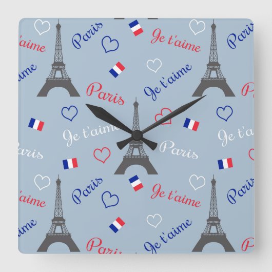 Paris Quadratische Wanduhr (Vorderseite)