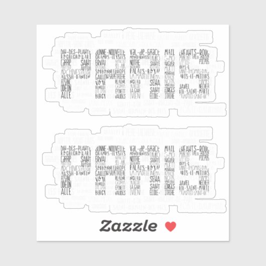 Paris Quarters Typografic Word Art Aufkleber (Blatt)