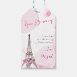 Paris Quinceanera Rosa Eiffelturm Danke Geschenkanhänger