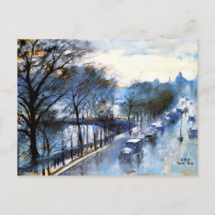 Paris, Rainy Day Vintag Cityscape Postkarte