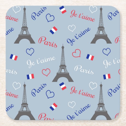 Paris Rechteckiger Pappuntersetzer (Vorderseite)