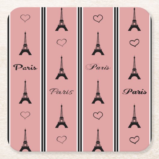 Paris Rechteckiger Pappuntersetzer (Vorderseite)