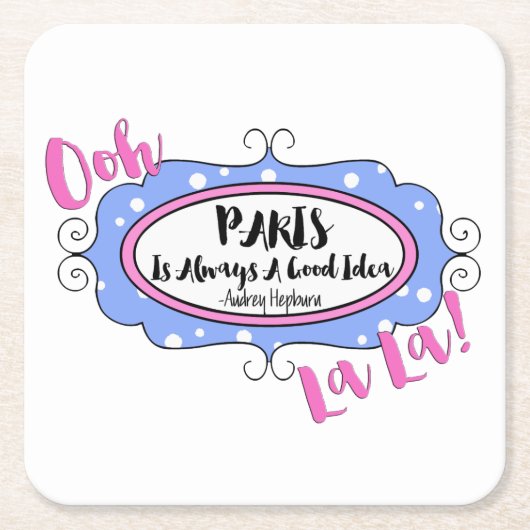 ‚Paris‘ Rechteckiger Pappuntersetzer (Vorderseite)