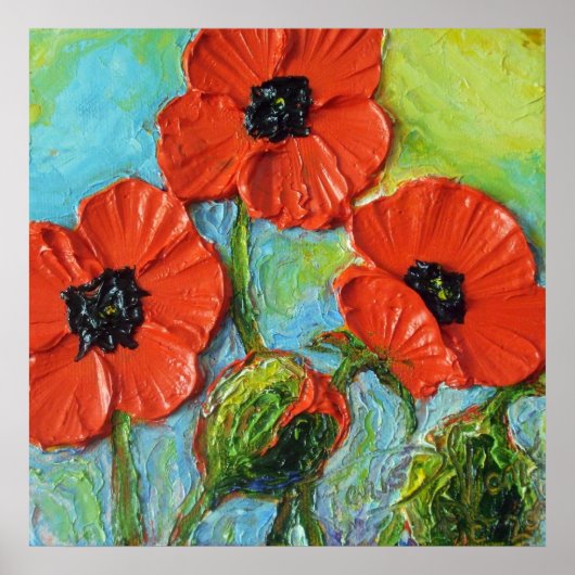 Paris' Red Poppies Fine Art Poster (Vorne)