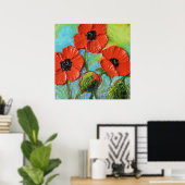 Paris' Red Poppies Fine Art Poster (Heimbüro)