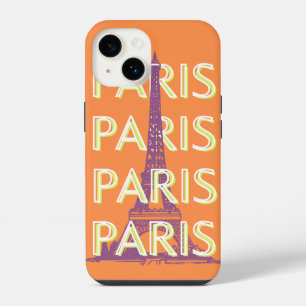 Paris, Reise Kunst, Retro Reise Kunst, Orange iPhone 14 Hülle