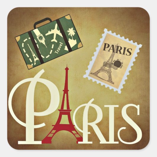 Paris, Reise Quadratischer Aufkleber (Vorderseite)