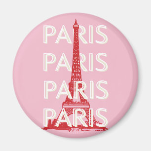 Paris, Reisemöglichkeiten, Retro Art, Rosa Magnet