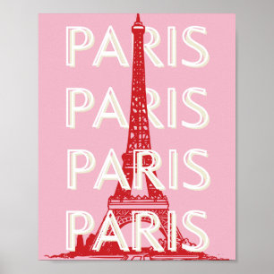 Paris, Reisemöglichkeiten, Retro Art, Rosa Poster