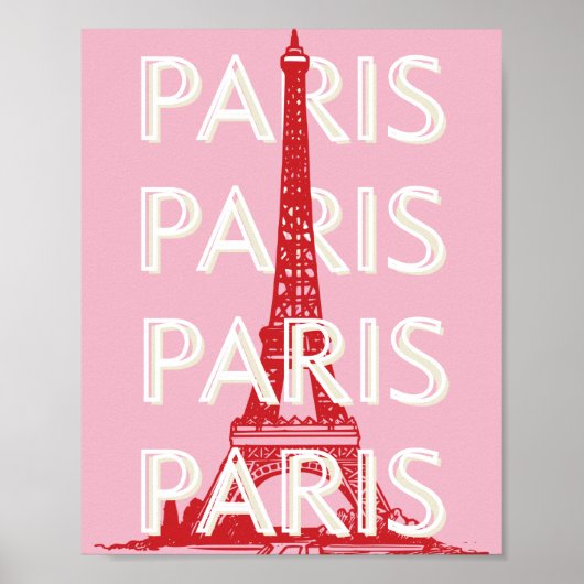 Paris, Reisemöglichkeiten, Retro Art, Rosa Poster (Vorne)