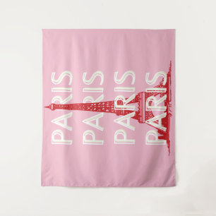 Paris, Reisemöglichkeiten, Retro Art, Rosa Wandteppich