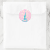 Paris Reisen Kunst, Reisen Kunst, Preppy, Pink Runder Aufkleber (Tasche)