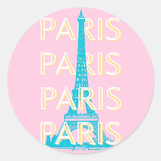 Paris Reisen Kunst, Reisen Kunst, Preppy, Pink Runder Aufkleber (Vorderseite)