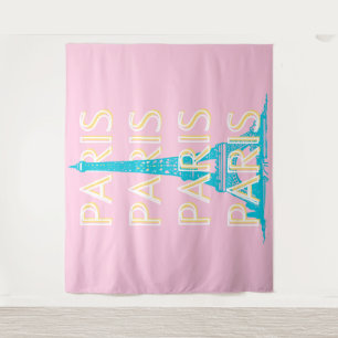 Paris Reisen Kunst, Reisen Kunst, Preppy, Pink Wandteppich
