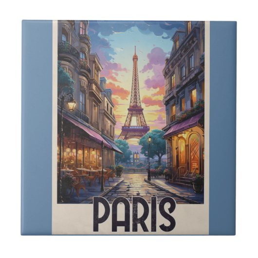 Paris Reiseplakat Fliese (Vorderseite)
