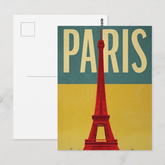 Paris Retro Postkarte (Vorne/Hinten)