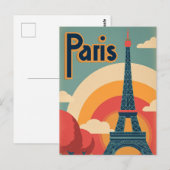 Paris Retro Postkarte (Vorne/Hinten)