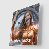 PARIS ROCKS QUADRATISCHE WANDUHR (Winkel)