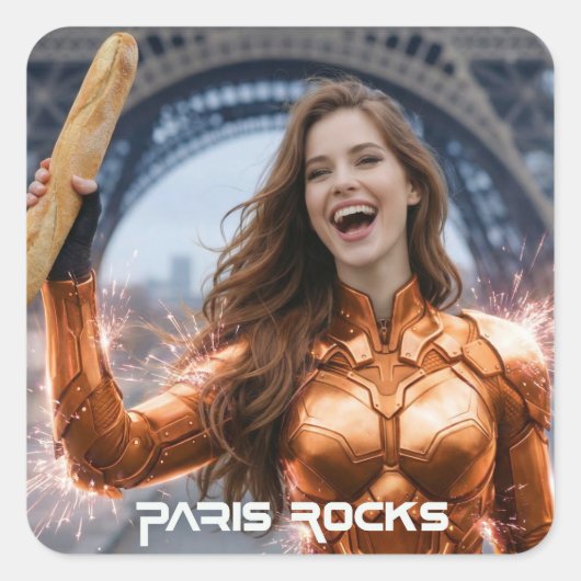 PARIS ROCKS QUADRATISCHER AUFKLEBER (Vorderseite)