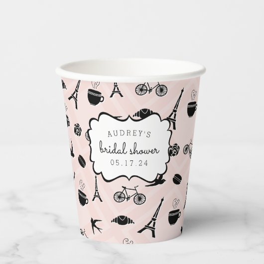 Paris-Romance-Brautparty Pappbecher (Vorderseite)