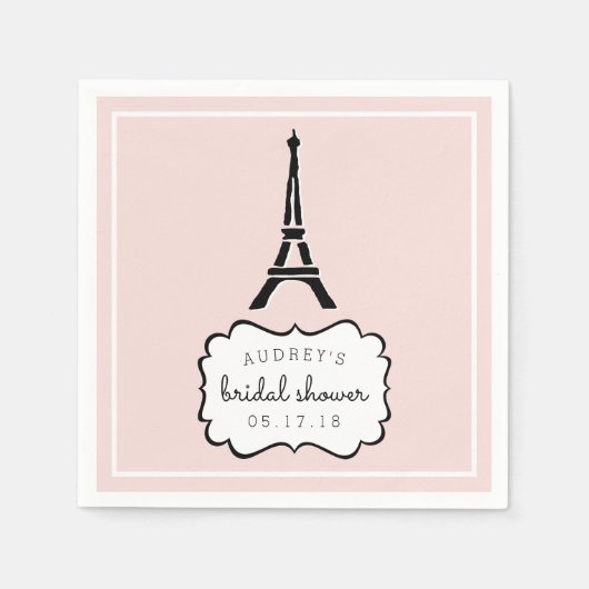 Paris Romance | Eiffelturm-Brautparty Serviette (Vorderseite)