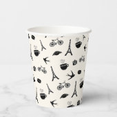 Paris Romance | Eiffelturmmuster Pappbecher (Rückseite)