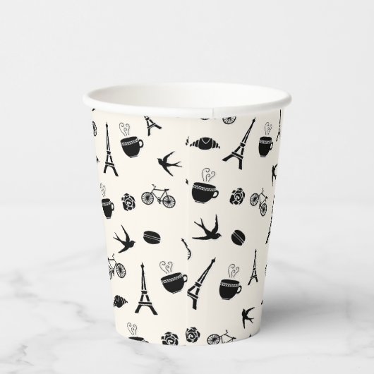 Paris Romance | Eiffelturmmuster Pappbecher (Rechts)