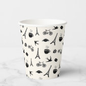 Paris Romance | Eiffelturmmuster Pappbecher (Vorderseite)