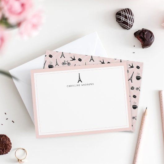 Paris Romance | Personalisierte Stationery Flat Ca Mitteilungskarte