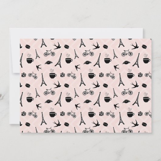 Paris Romance | Personalisierter Eiffelturm Mitteilungskarte (Rückseite)