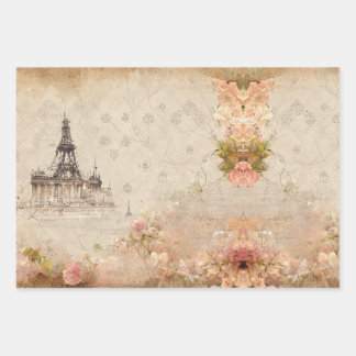 Paris Romance Themed Wrapping Paper Geschenkpapier Set