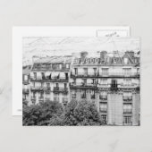 Paris Rooftops in Schwarz und Weiß Postkarte (Vorne/Hinten)