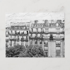 Paris Rooftops in Schwarz und Weiß Postkarte