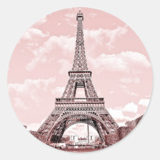 Paris - Rosa Eiffelturm Frankreich Runder Aufkleber