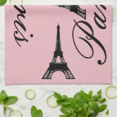 Paris Rosa Eiffelturm Geschirrtuch (Gefaltet)