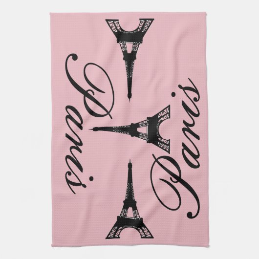 Paris Rosa Eiffelturm Geschirrtuch (Vertikal)