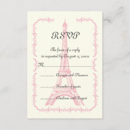 Paris rosa Eiffelturm Hochzeit in Urlaubsort UAWG RSVP Karte