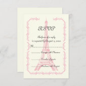Paris rosa Eiffelturm Hochzeit in Urlaubsort UAWG RSVP Karte (Vorne/Hinten)
