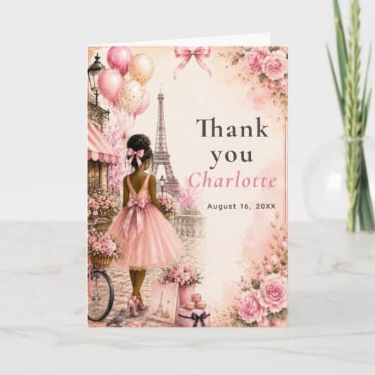 Paris Rosa Geburtstagsfeier Dankeskarte (Vorderseite)