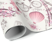 Paris-Rosa Geschenkpapier (Rolleneckpunkt)