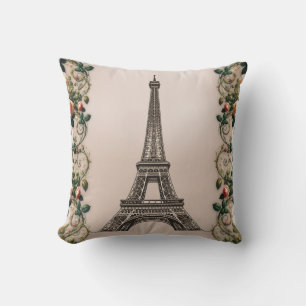 Paris Rosa Rosenreben Eiffelturm Shabby Chic Kissen