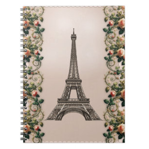 Paris Rosa Rosenreben Eiffelturm Shabby Chic Notizblock