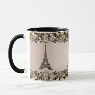 Paris Rosa Rosenreben Eiffelturm Shabby Chic Tasse