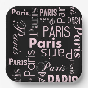 Paris rosa, & schwarzes Paris Thema Pappteller