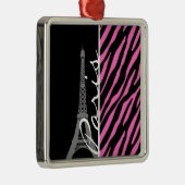 Paris; Rosa u. schwarzer Zebra-Druck Silbernes Ornament (Rechts)