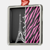 Paris; Rosa u. schwarzer Zebra-Druck Silbernes Ornament (Links)