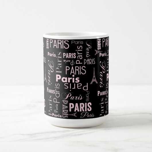 Paris rosa und schwarz kaffeetasse (Mittel)