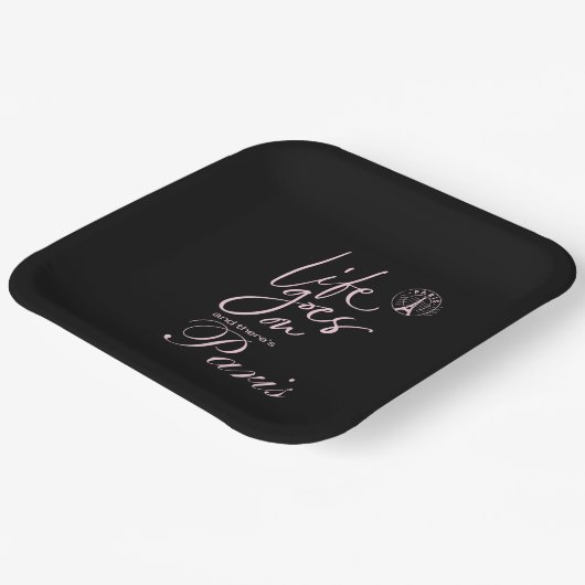 Paris Rosa und Schwarz Pappteller (Gewinkelt)