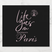 Paris Rosa und Schwarz Schaumweinetikett (Einzelnes Label)